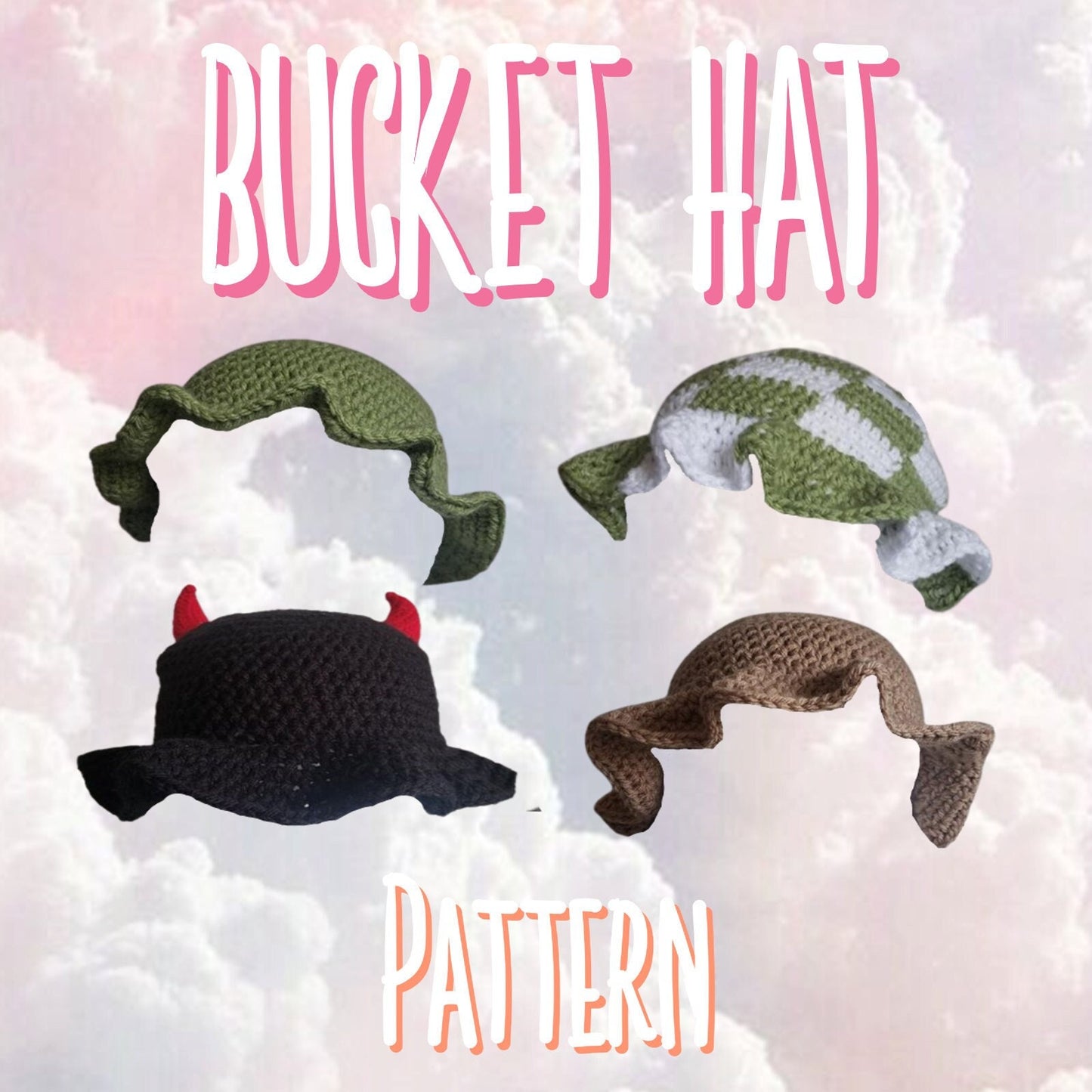Basic Crochet Bucket Hat PATTERN / Custom Crochet Bucket Hat Pattern / Crochet Hat Pattern / Crochet Y2K Bucket Hat / Crochet Pattern
