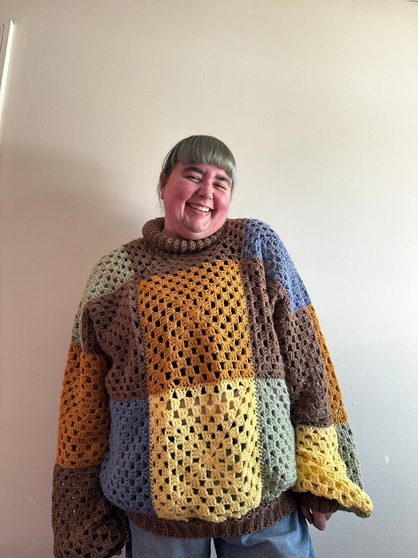 Rory's Made-To-Measure Granny Square Sweater PATTERN/ Unisex Crochet Granny Square Pullover Pattern/ Crochet Sweater Pattern / Size Inclusive Crochet Pullover Pattern