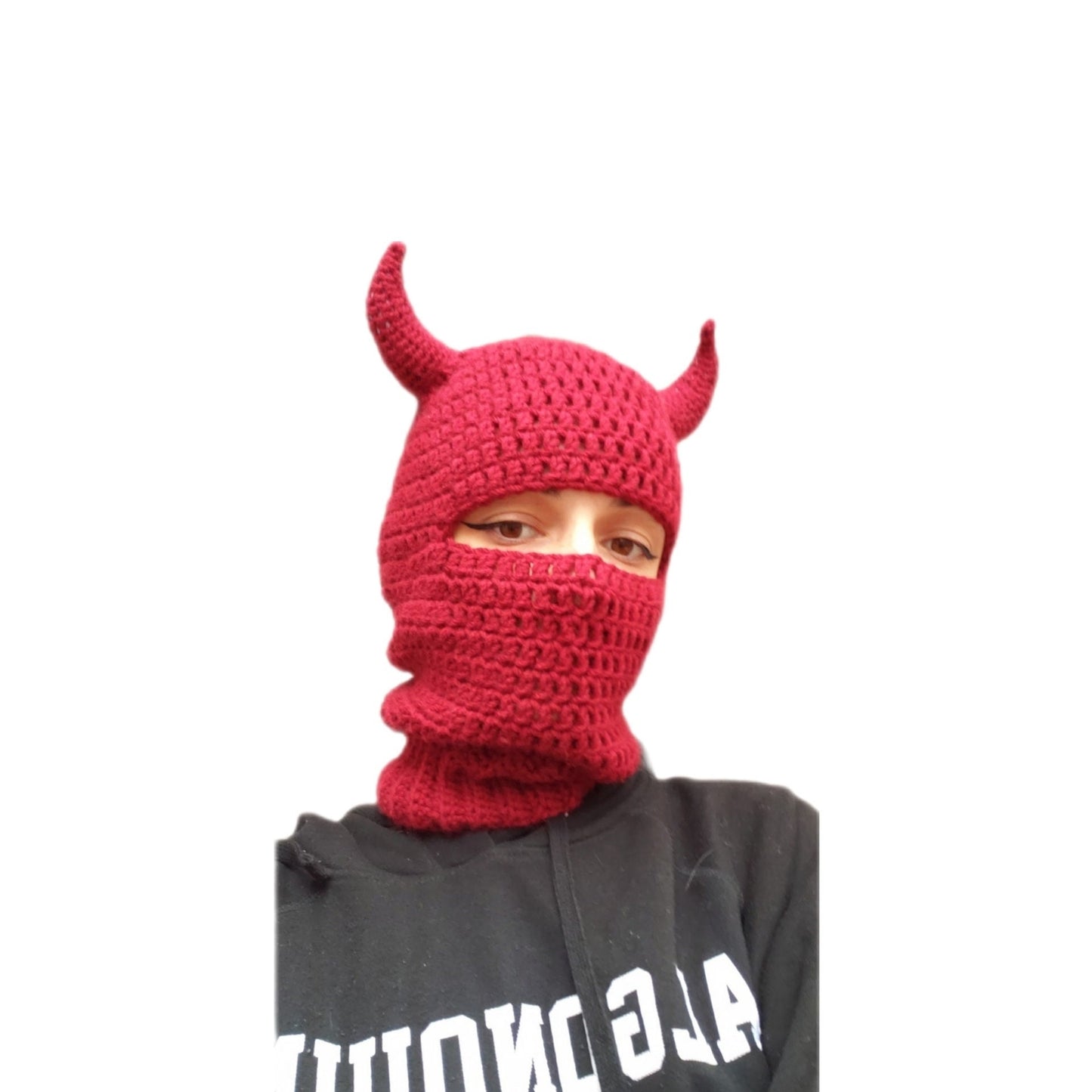 Crochet Lil Devil Balaclava PATTERN / Devil Horns Balaclava / Devil Horns Hat / Cat Balaclava / Adult Unisex Bunny Winter Ski Mask /