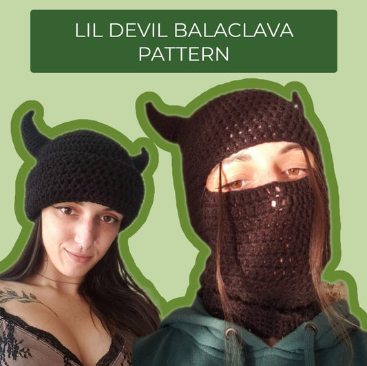 Crochet Lil Devil Balaclava PATTERN / Devil Horns Balaclava / Devil Horns Hat / Cat Balaclava / Adult Unisex Bunny Winter Ski Mask /